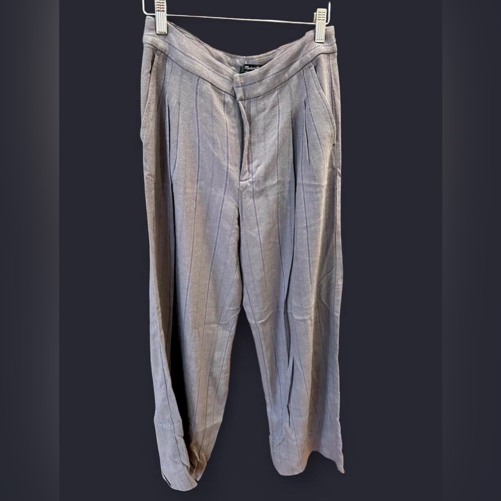 Madewell grey pinstripe wide leg trouser